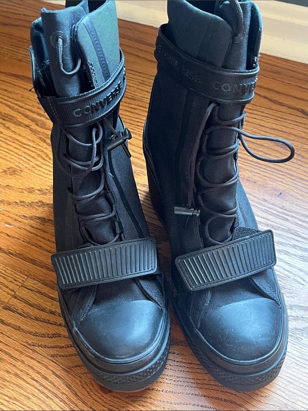 Converse Chuck Taylor All Star GR82 Black Platform Block Heel Combat Boots 9